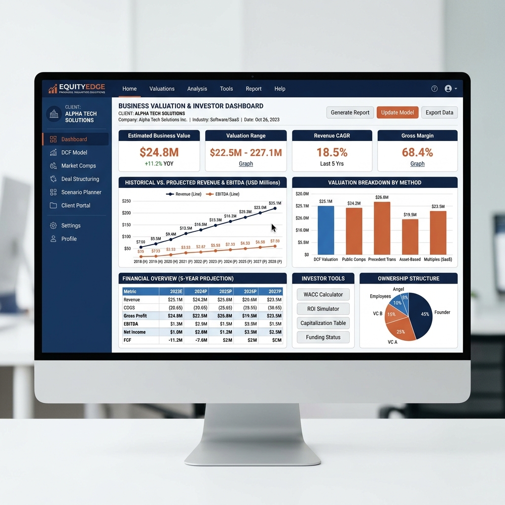 Interface du calculateur de valorisation financière d'entreprise à Gap